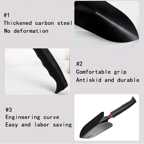 Hagespade for hagearbeid, lett å holde, liten jernspade med sklisikkert håndtak, hagehåndsparkel for planting, omplanting