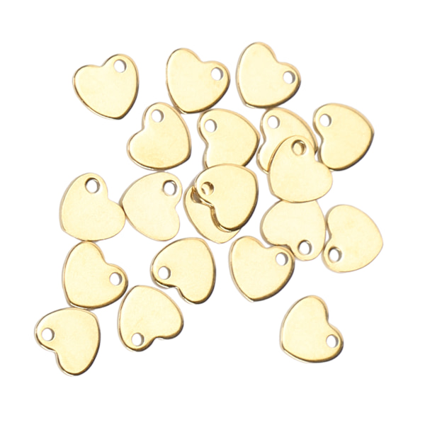 20 stk DIY hjerteformet vedhæng i rustfrit stål med tilbehør til fremstilling af hulsmykker (guld 6,5 x 7 mm)