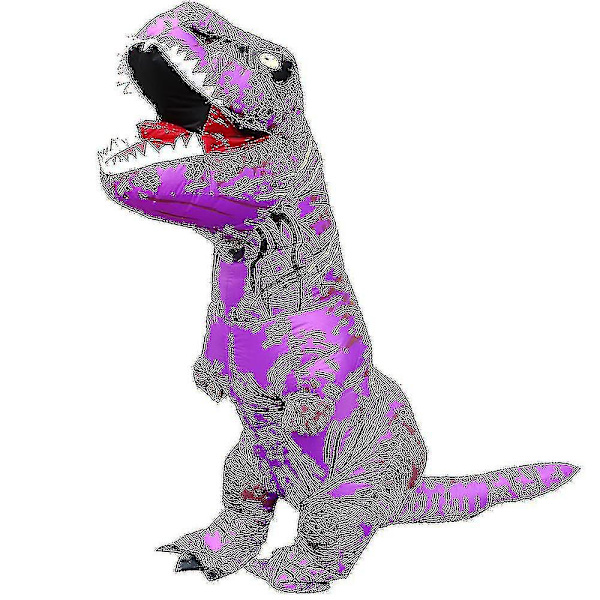 Dinosaur Oppblåsbar T-Rex Kostyme for Barn og Voksne - Lilla