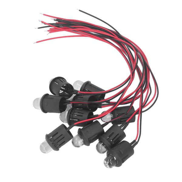 10 stk LED-diodelys 10 mm 12V pilotlysindikator med vanntett linje for bilbåt blå