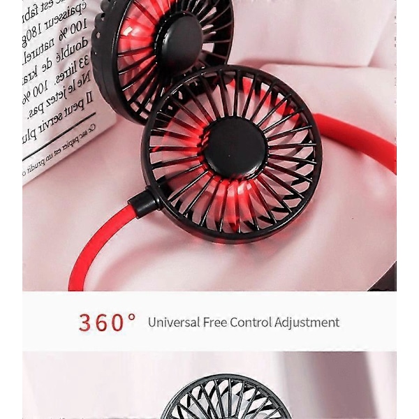 Valkoinen Mini USB -tuuletin, Mini-tuuletin roikkuva tuuletin hiljainen kannettava tuuletin 2 säädettävää päätä 3 tuulen nopeutta Ladattava USB-tuuletin ulkokäyttöön toimistoon