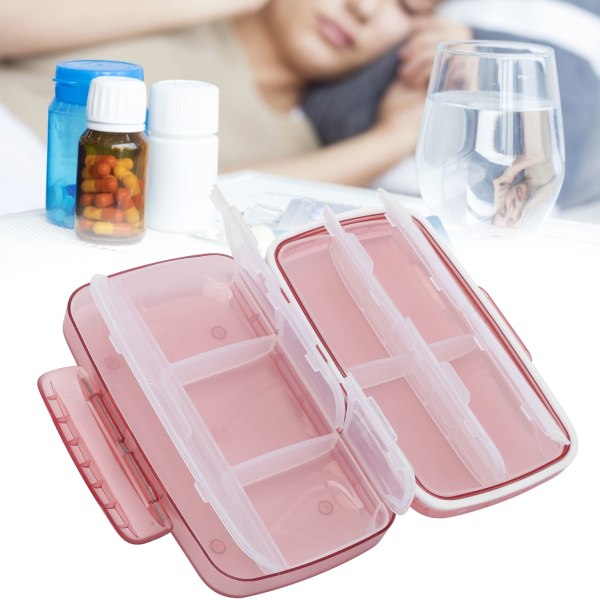 Bærbare piller Organizer Box Container Stor Kapacitet Rejser Fugttæt medicinetui Pink pink