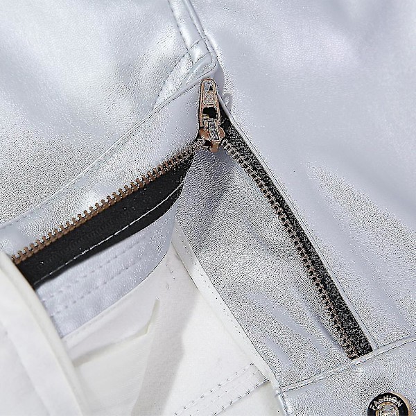 Youthup miesten slim fit -tekonahkahousut - hopea EU-koko 31