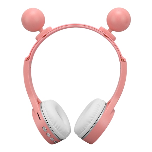 Barn Bluetooth-hörlurar hopfällbara HiFi-stereoljud tecknade barnhörlurar med mikrofon och LED-ljus för hemresor skola rosa