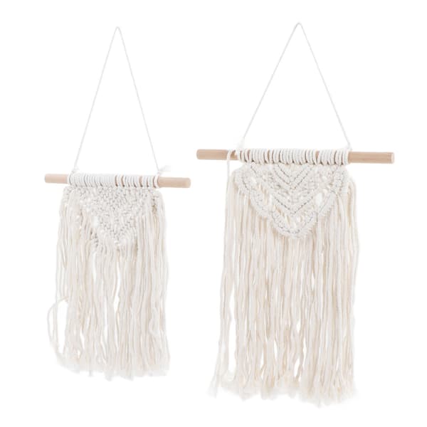 2 stk Makrame Veggoppheng Blonder Dusk Boho Stil Polyester Eik Dekorativ Makrame Veggdekorasjon for Fest Bryllup