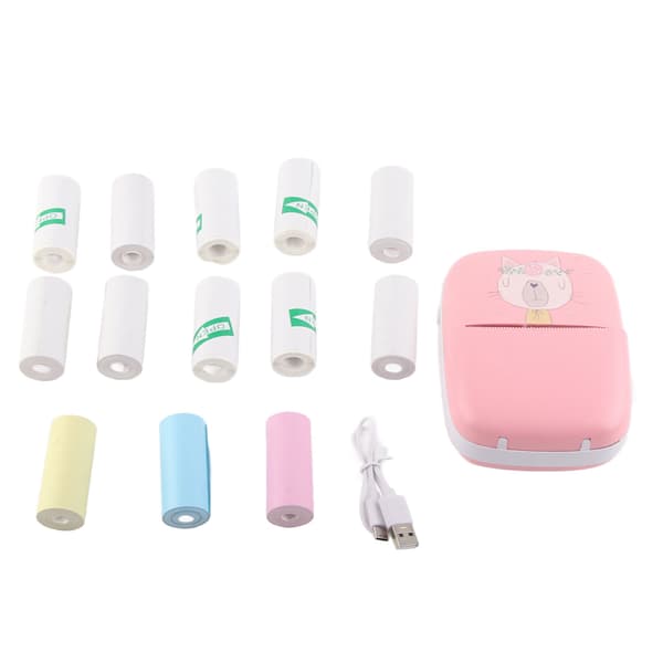 Lomme termoprinter HD Mini Multifunktionel Bluetooth Telefonprinter til Studerende Pink