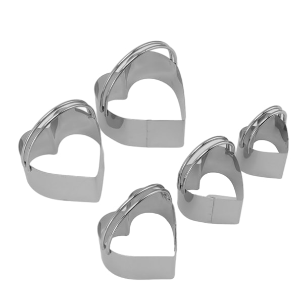 5 stk kakeformsett med håndtak i rustfritt stål for baking og matlaging Alentine Day Heart