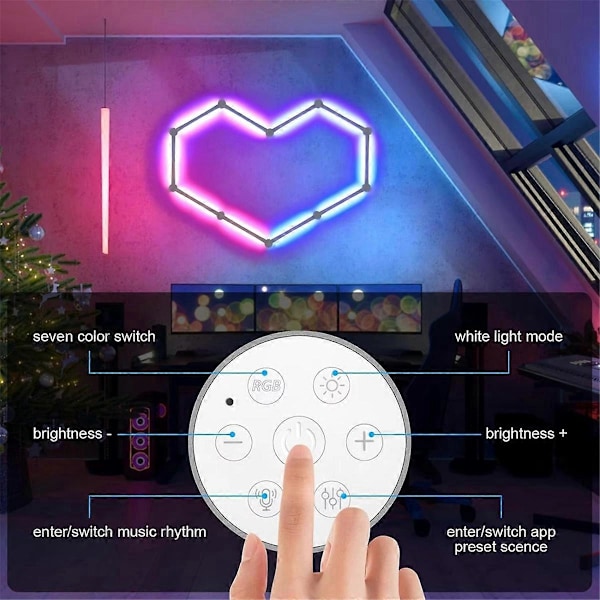 USB Smart Vägglampa RGB LED Ljusstavar 16 Miljoner Färger Svart