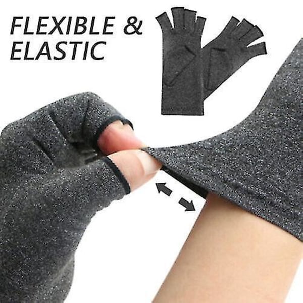 Kompresjonshansker for leddgikt smertelindring - Fingerløs design, revmatoid støtte (svart, medium)