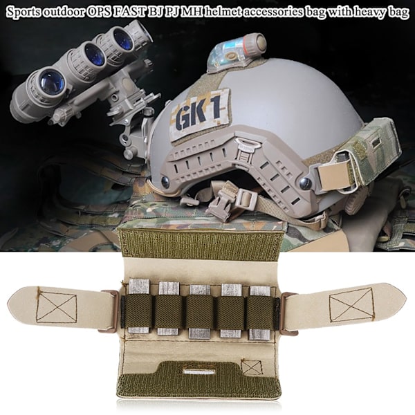 Kypärän lisävarustelaukku Kisko Vastapainolaukku OPS/FAST/BJ/PJ/MH:lle Lohkoilla Camouflage
