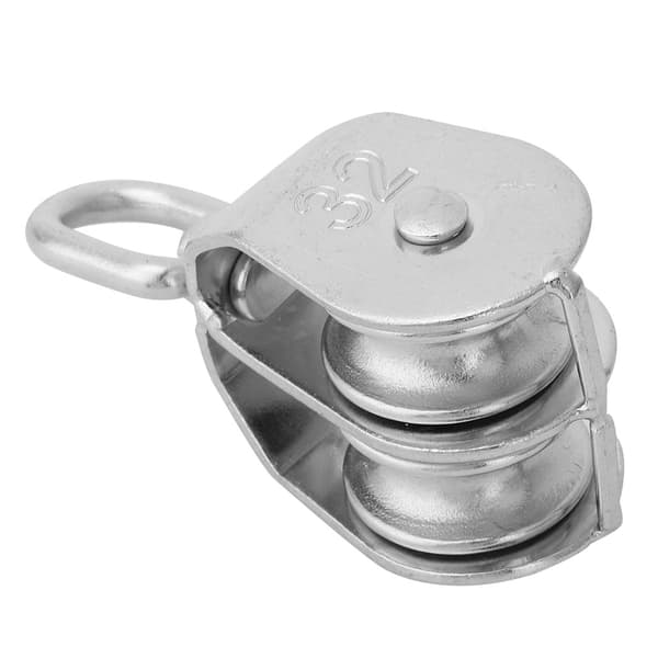 Rustfrit stål kraftig dobbelt hjul trisse rigging løfte reb yacht tilbehør (32 mm)