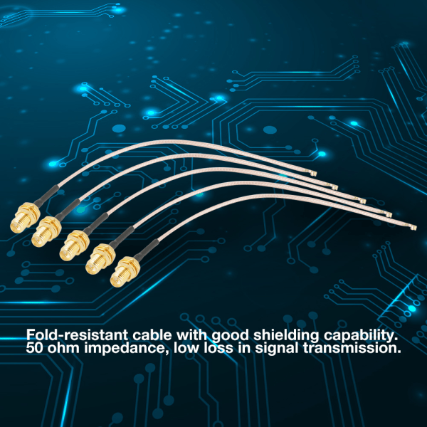 5 stk RPSMA hunn til U.Fl IPX/IPEX RF antenne koaksial koaksialkabelkontakt 50Ω 15cm