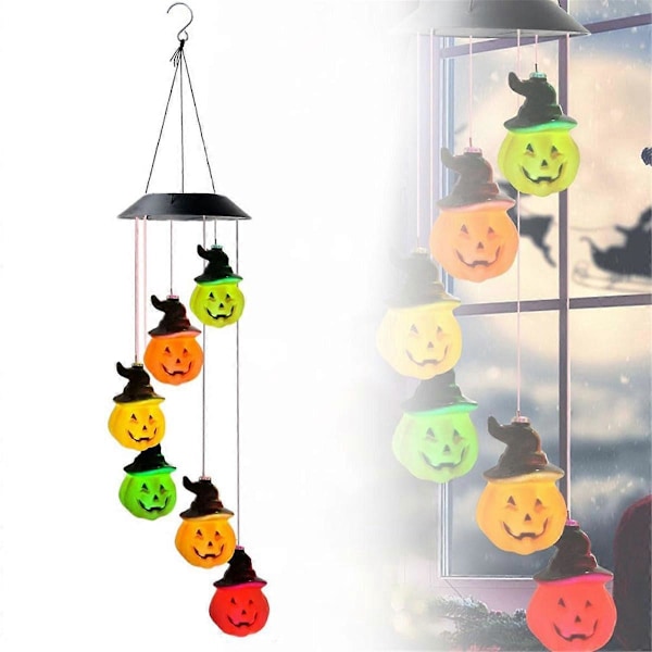 Halloween Gresskar Solcelledrevet Vindklokke Gresskar Solcellelys