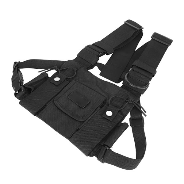 Radiobrystsele 2 lommer Oxford-stof Justerbar Vest Rig Universal til 2-vejs Radio Walkie Talkie Sort