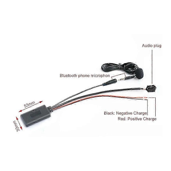Auton Bluetooth 5.0 Aux-kaapeli Mikrofoni Handsfree Matkapuhelin Ilmainen Puheluadapteri yhteensopiva - E60 E63 E87