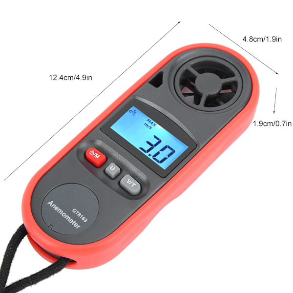 Digital bærbar håndholdt anemometer vindhastighetsmåler vindtemperaturmåler termometer