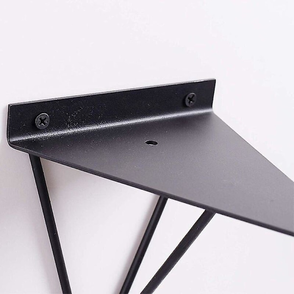 Sæt med 2 Mid Century Geometriske Prism Metal Trekant Hyldeknægte - Sort - Tyk - Vægmontering