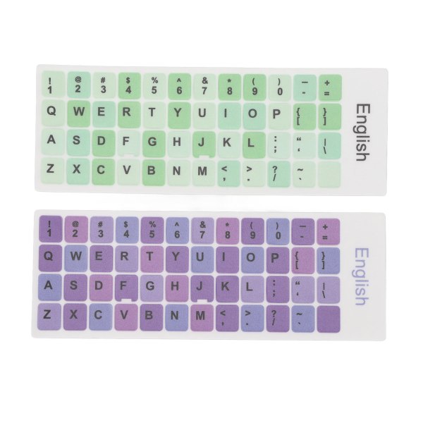 2 stk Tastaturklistremerker Fargerike engelskspråklige støvtett vanntett belegg PVC-materiale Datamaskintaster Klistremerker B