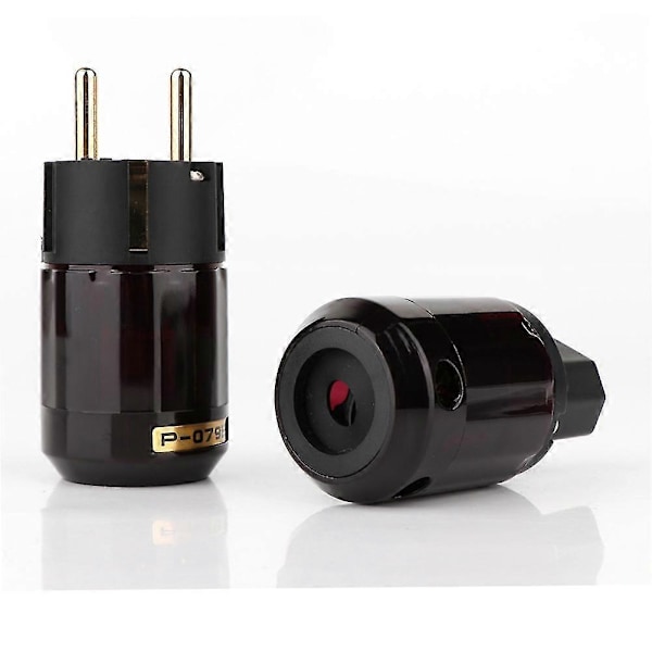 Hi End Par P-079E+C079 24K Forgyldt EU Strømstik AC Audio Strømkabel Stik (2 Par)