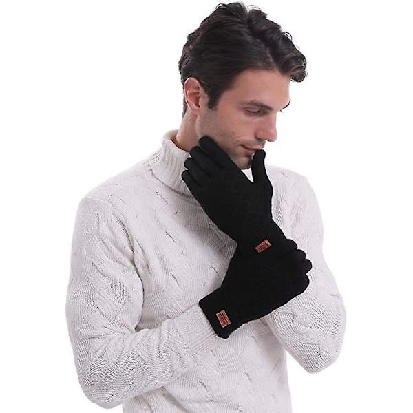 Varma stickade touch-handskar för vintern, mjukt foder, herr och dam