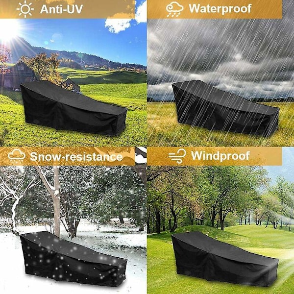 Beskyttelsescover til solseng i haven Oxford Solseng Cover med justerbar snøre, 210 x 75 x 80/40cm (Sort)
