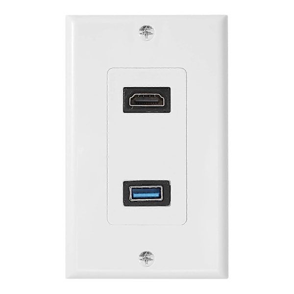 1x 2-Port HDMI+USB 3.0 Hun Veggplate Panel Uttak Skjøteledning