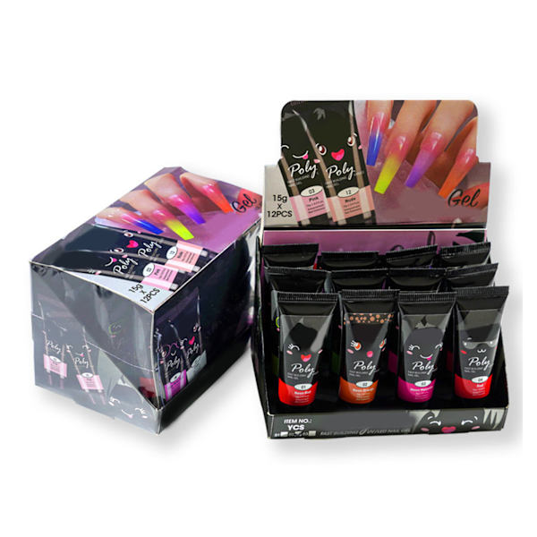 12 st 15 ml nagelförlängningsgel, smärtfri, luktfri, säker UV-nagelkonstgel för nagelsalonger