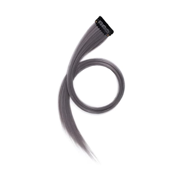 Lysegrå Rett Clip-on Hårextensions for Cosplay-fest, 55 cm Fargede Striper