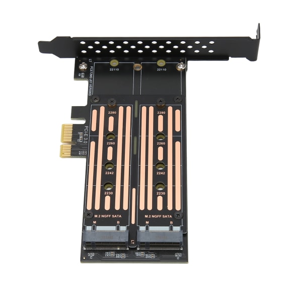 M.2 SATA SSD NGFF till PCIe-adapter Upp till 6 Gbps NCQ MSI-stödd Plug and Play Dubbel M.2 PCIe-adapter för stationära chassi