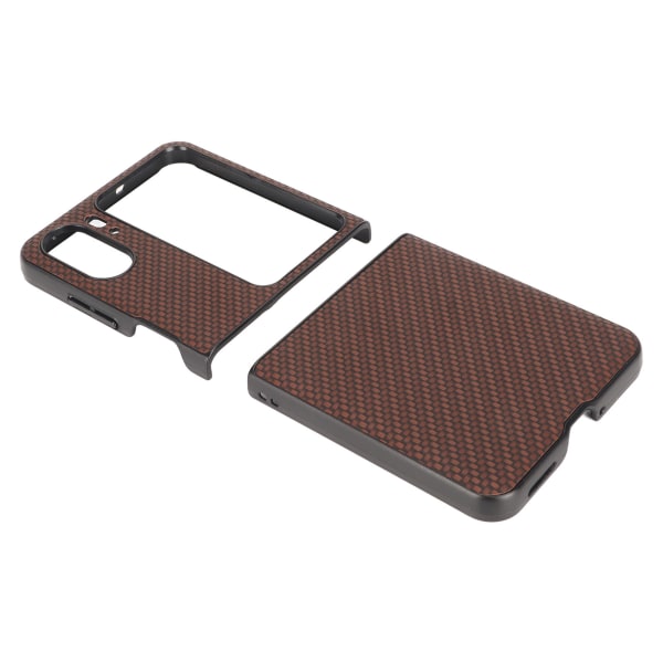 Carbon Fiber Texture Folding Phone Protective Case Mobiltelefonbeskyttelsesdeksel for Oppo Find N2 Flip Brown