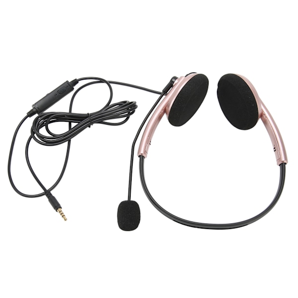 Multifunktionellt headset för callcenter med brusreducering, HD-samtal och hörselskydd, roséguld, enkel 3,5 mm