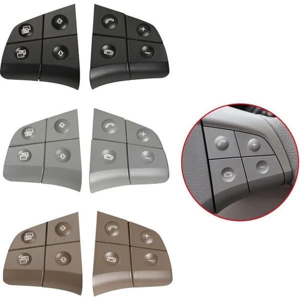 Udskiftningsknapper til ratkontrol til Mercedes Benz W164 W245 W251 ML GL BR Class, Sort, 4 knapper