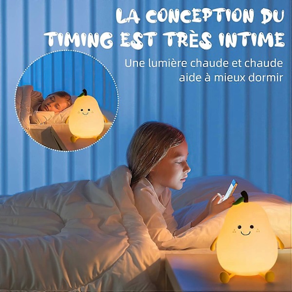 Smile Päronformad Nattlampa LED Tecknad Silikon Nattlampa Varmt Ljus USB-Laddning Mini Bordslampa Sänglampa för Sovrum 1 st