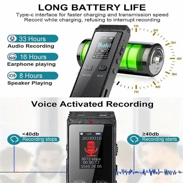 32 GB Digital Stemmeoptager Bluetooth