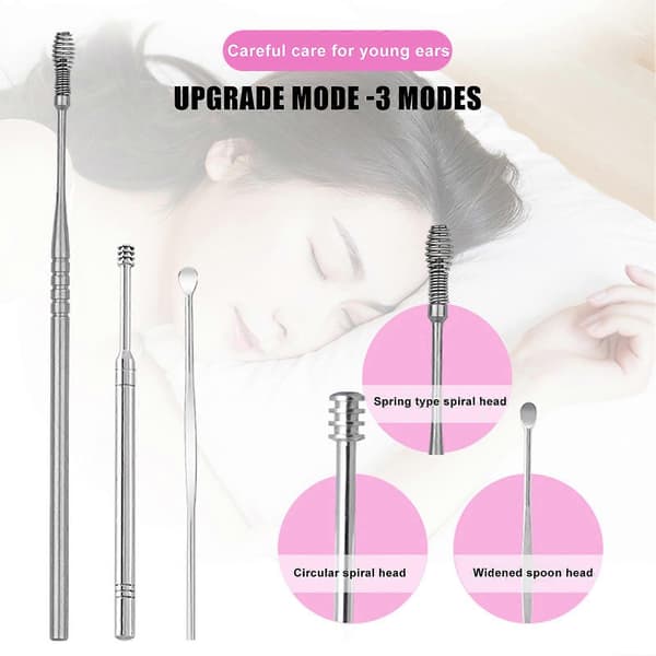 6 STK Ørerenseverktøy i rustfritt stål Ørerensesett Øreskje for kvinner, menn, barn 6pcs-Cleaning Brush