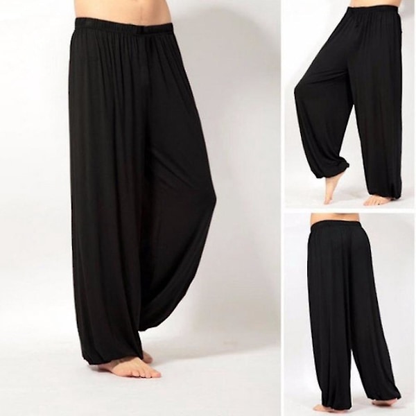 Långa, vida Harem Yoga Dansbyxor för Män - Vit