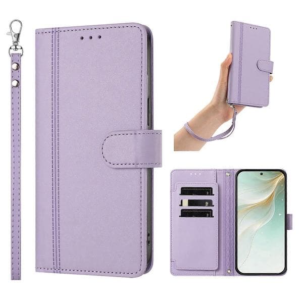 Kompatibel med iPhone 16e / iPhone 17e Fodral 9 Kortplatser PU Läder Flip Plånboksfodral med Handrem