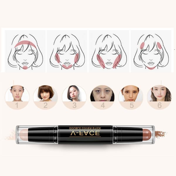 Highlighter Stick Dobbeltsidig Vanntett Brightener Nærer Huden Highlighter Sminke Konturstift