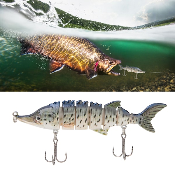 11 cm kunstig fiskeagn af plast, flerdelt synkende wobbler kroge gear (JM040-1)