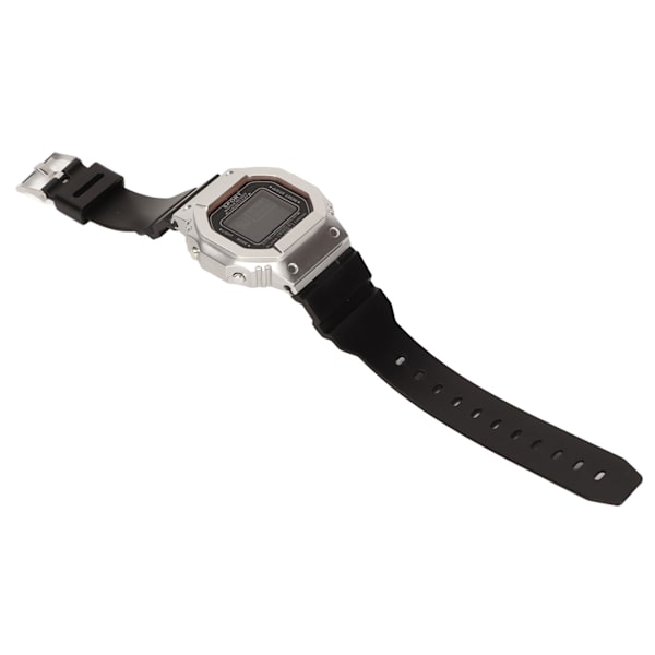 Elektronisk watch Vattentät Casual Snygg digital watch med ljus för män, kvinnor, studenter, svart silver