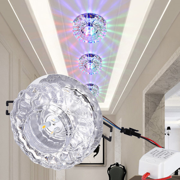 3W LED-tak Innfelt Downlight Belysningsarmatur Lampe Spot Light Hjem Fargerikt lys