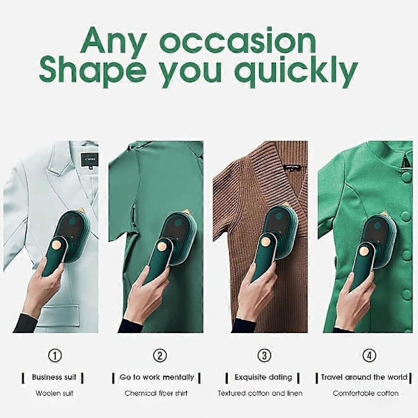 Professionel Mikro Damp Strygejern Bærbar Håndholdt Bøjle Mini Foldbar Stryger, Håndholdt Maskine, Hjem Rejse Maskine, Hjem, Rejse (Grøn)