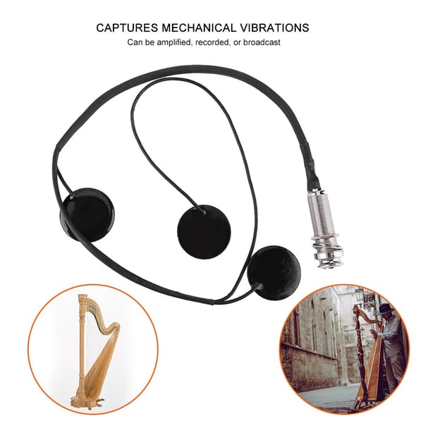 Kvalitets Bærbar Harpe Pickup Musikinstrument Tilbehør Sort