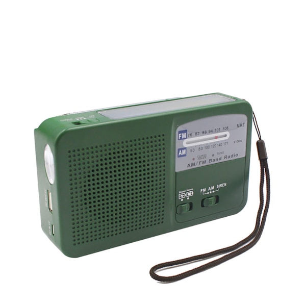 Handvevad radio multifunktionell AM FM-radio med LED-ficklampa nödladdare