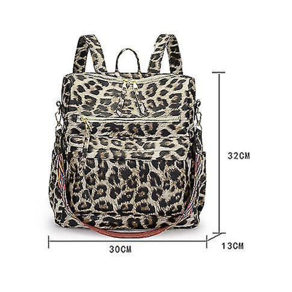 Leopardmönstrad Casual Ryggsäck för Kvinnor, Lätt Reseryggsäck