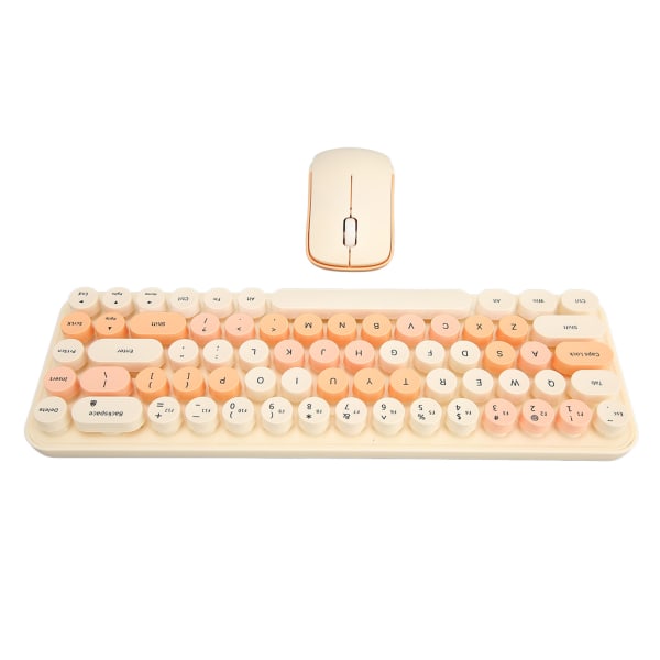 USB Tastatur Mus 2.4G Trådløs 68 Taster Lavt forbruk Retro Søt ABS Gaming Tastatur Mus for PC Tawny Blandet Farge