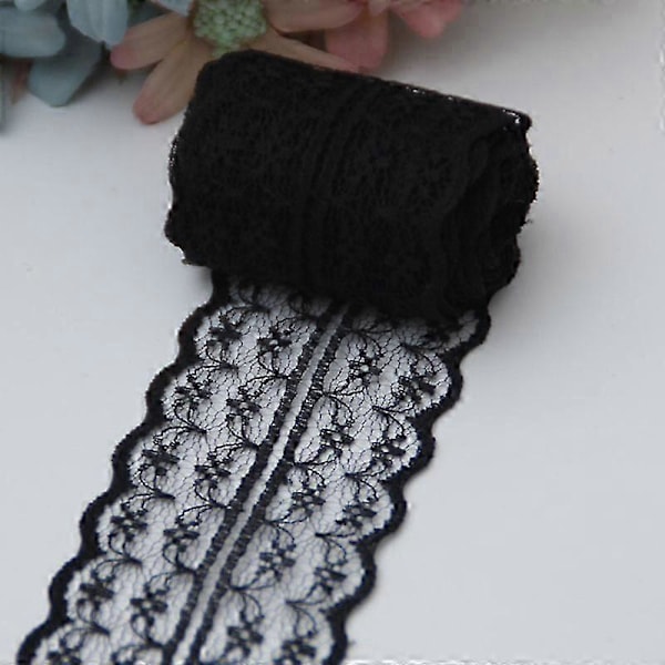 10m Blondebåndsrulle 4,5 cm Bredt Ikke-Elastisk Farverigt Blonde DIY Broderi Dekoration til Syning Hvid