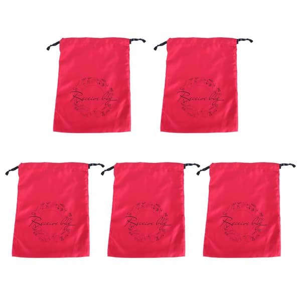 5 stk. multifunktionel polyester snørepose til opbevaring af smykker, undertøj, kosmetik, parfume, rød