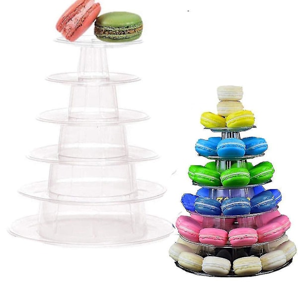 6-lags Rund Macaron Tårn Stativ Kake Display Rack For Bryllup Bursdagsdekorasjon