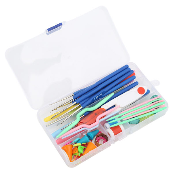 Virka kit bärbar sömnad stickning tröja sjal virknål stickverktyg